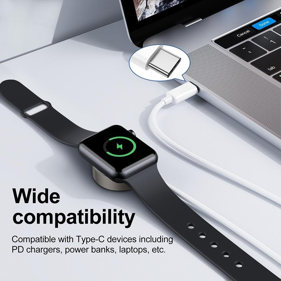 Magnetic Fast Charger to USB-C White (1m) Stainless Steel For Apple Watch