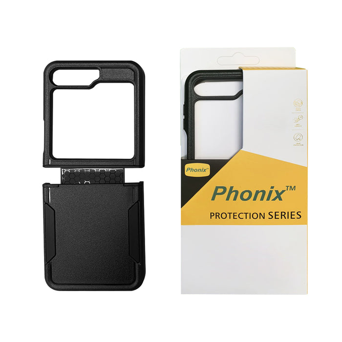 Phonix Case For Galaxy Z Flip 7 Black Armor light Case