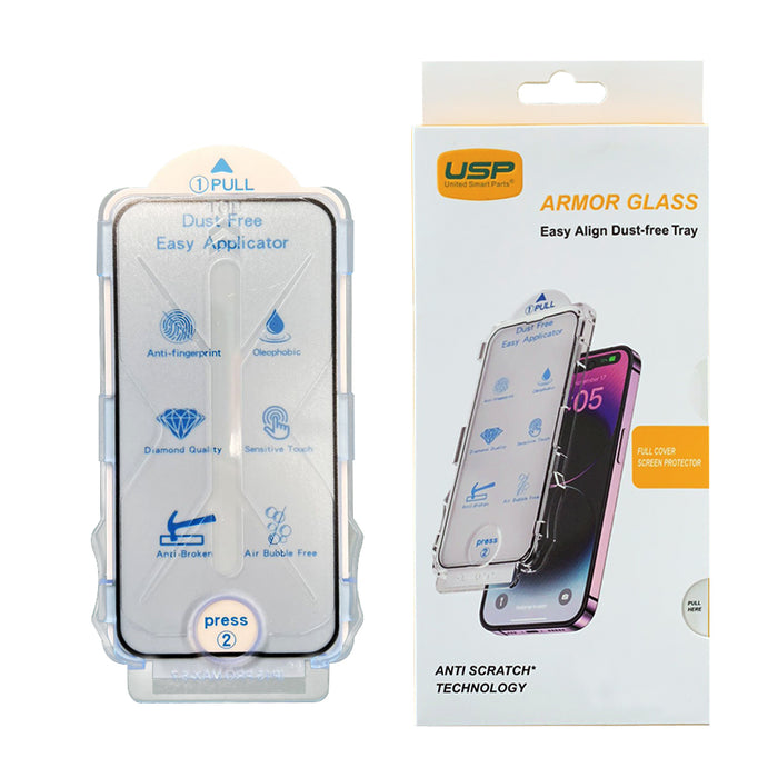 USP Easy Align Dust-free Tray Screen Protector For iPhone 16e/14/13/13 Pro Full Cover (1 Piece/Box)