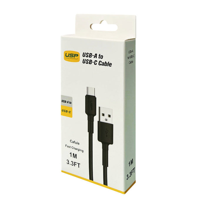 1M BoostUp Cafule USB-C to USB-A Cable Charge & Connect Black  USP Compatible for iPhone 15 Series 20 Pcs/Box 15%Off