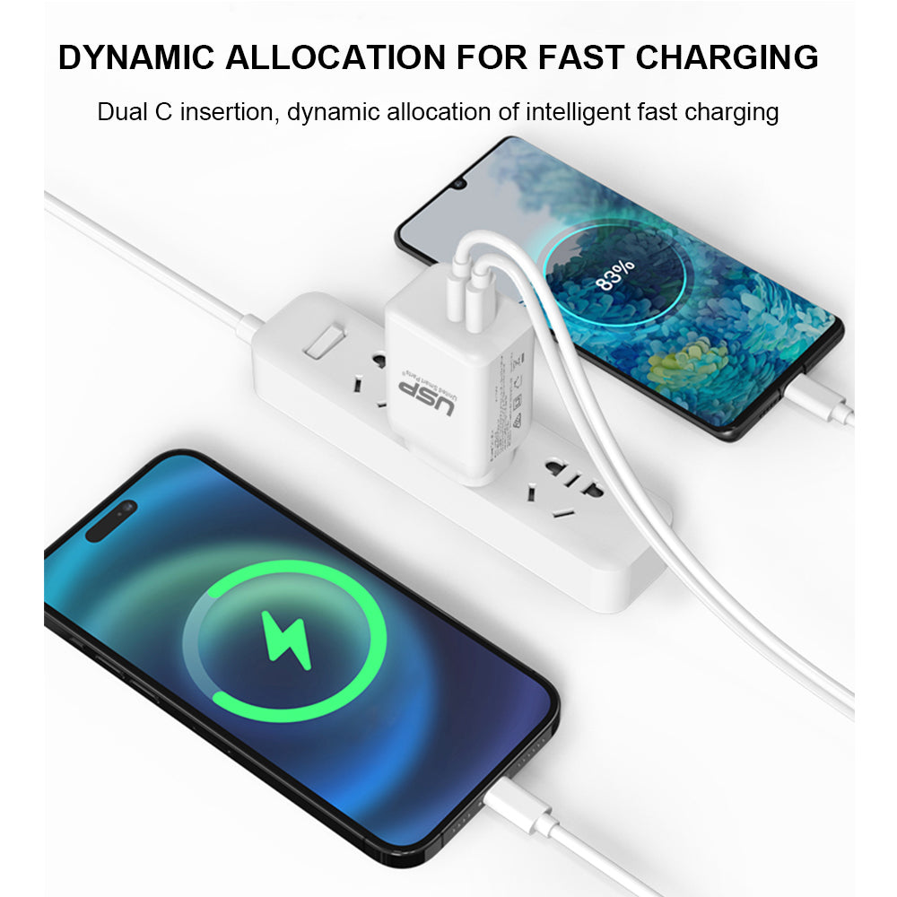 45W GaN Power Adaptor Dual USB-C PD-White