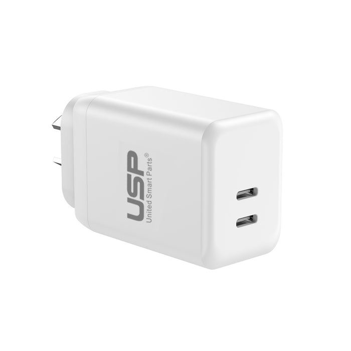 45W GaN Power Adaptor Dual USB-C PD-White
