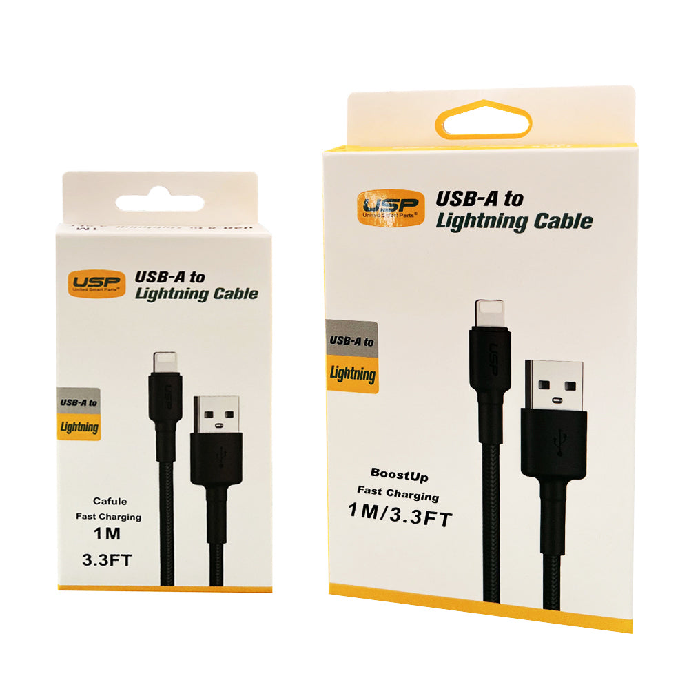 1M BoostUp Cafule Lightning to USB-A Cable Charge & Connect Black USP
