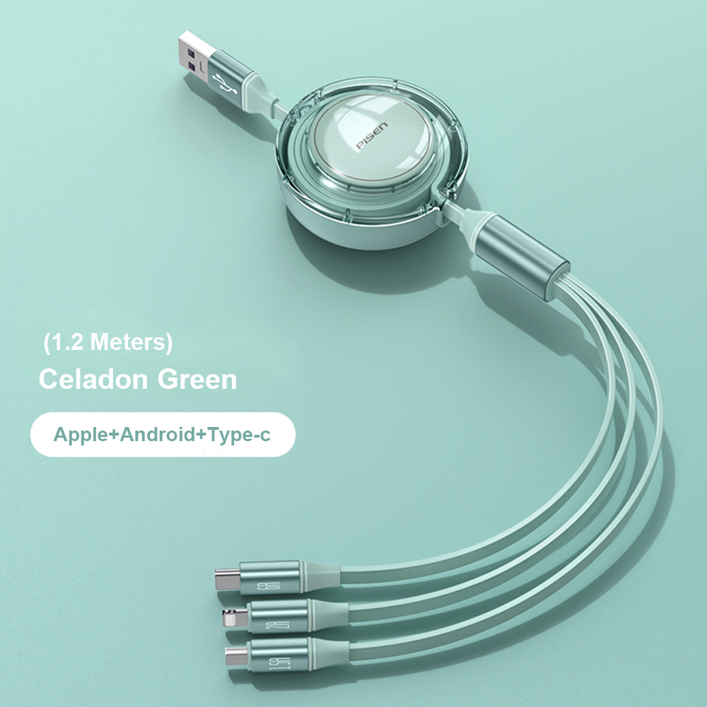 Pisen 3 in 1  66W Scalable Quick Series Data Cable 1.2m (Green)