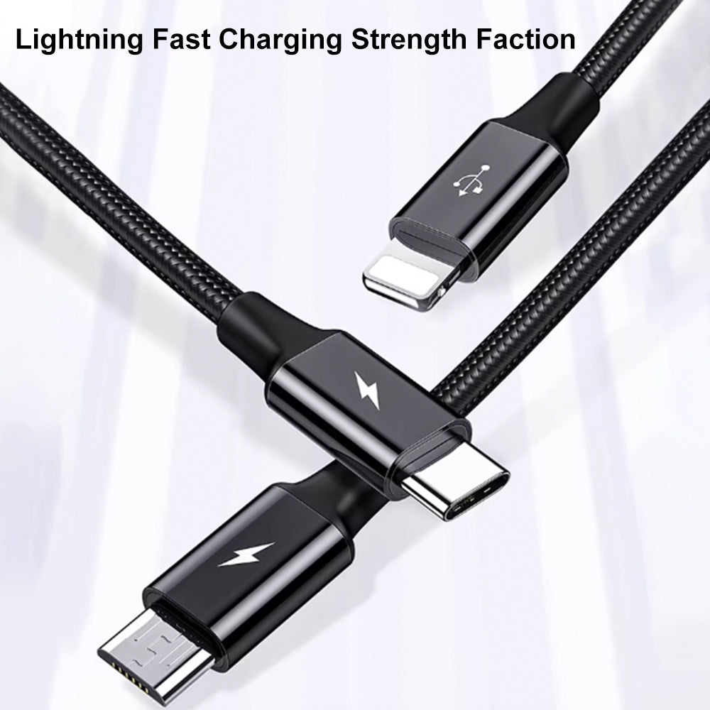 PISEN 3 in 1 60W 1.5M  Aluminum Alloy Braided Charging Cable(1500mm) AP04-1500