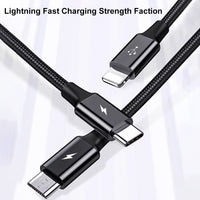 PISEN 3 in 1 60W 1.5M  Aluminum Alloy Braided Charging Cable(1500mm) AP04-1500