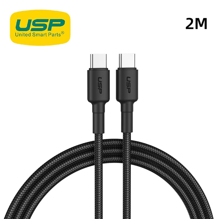 2M BoostUp Cafule USB-C to USB-C Cable Charge & Connect Black USP Compatible for iPhone 15 Series