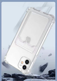 Phonix Case For iPhone 15 Pro Max Clear Jelly Case with Card Holder (With Soft Round Airbags)