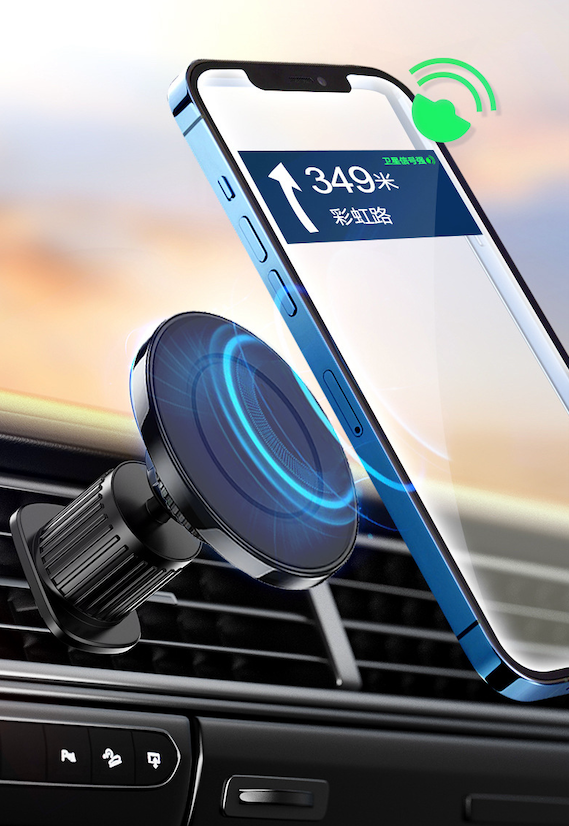 Magnetic Car Air vent & Mount 2 in 1 for iPhone Compatible with Magsafe Black