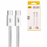 0.2M BoostUp White USB-C to USB-C PD 60W High Density Braided Fast Charging Cable  USP Compatible for iPhone 15 Series