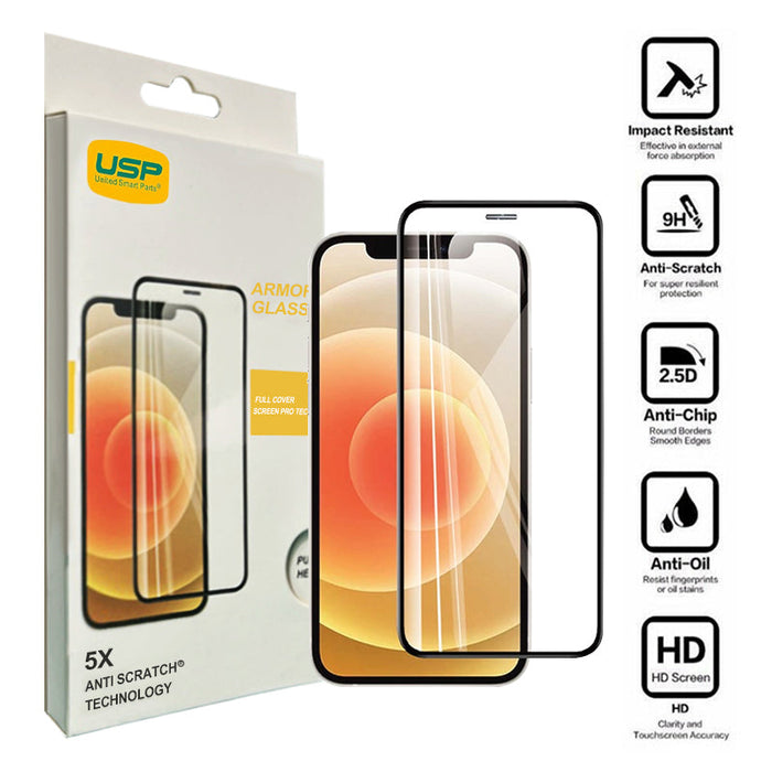 USP Screen Protector For iPhone 16 Plus / 15 Plus Armor Glass Full Cover (1 Pc/Box  /  8 Pcs/Box)