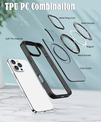 USP Black Case For iPhone 17 Pro Max 360° Rotatable Ring Stand Compatible With Magsafe