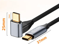 1m 90 Degree Down & Up Angled Type-C USB-C Male to Male  10Gbps 100W Data Cable