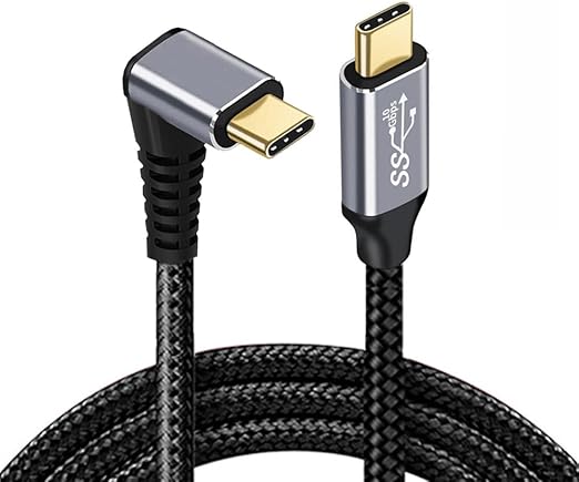 1m 90 Degree Down & Up Angled Type-C USB-C Male to Male  10Gbps 100W Data Cable