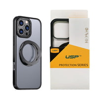 USP Black Case For iPhone 17 Pro Max 360° Rotatable Ring Stand Compatible With Magsafe