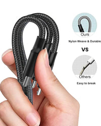 Pisen Pro 100W 3 in 2 Multi Charging Cable 1.2M USB C Multi Fast Charging Cable Nylon Braided Cable U+C to M+L+T