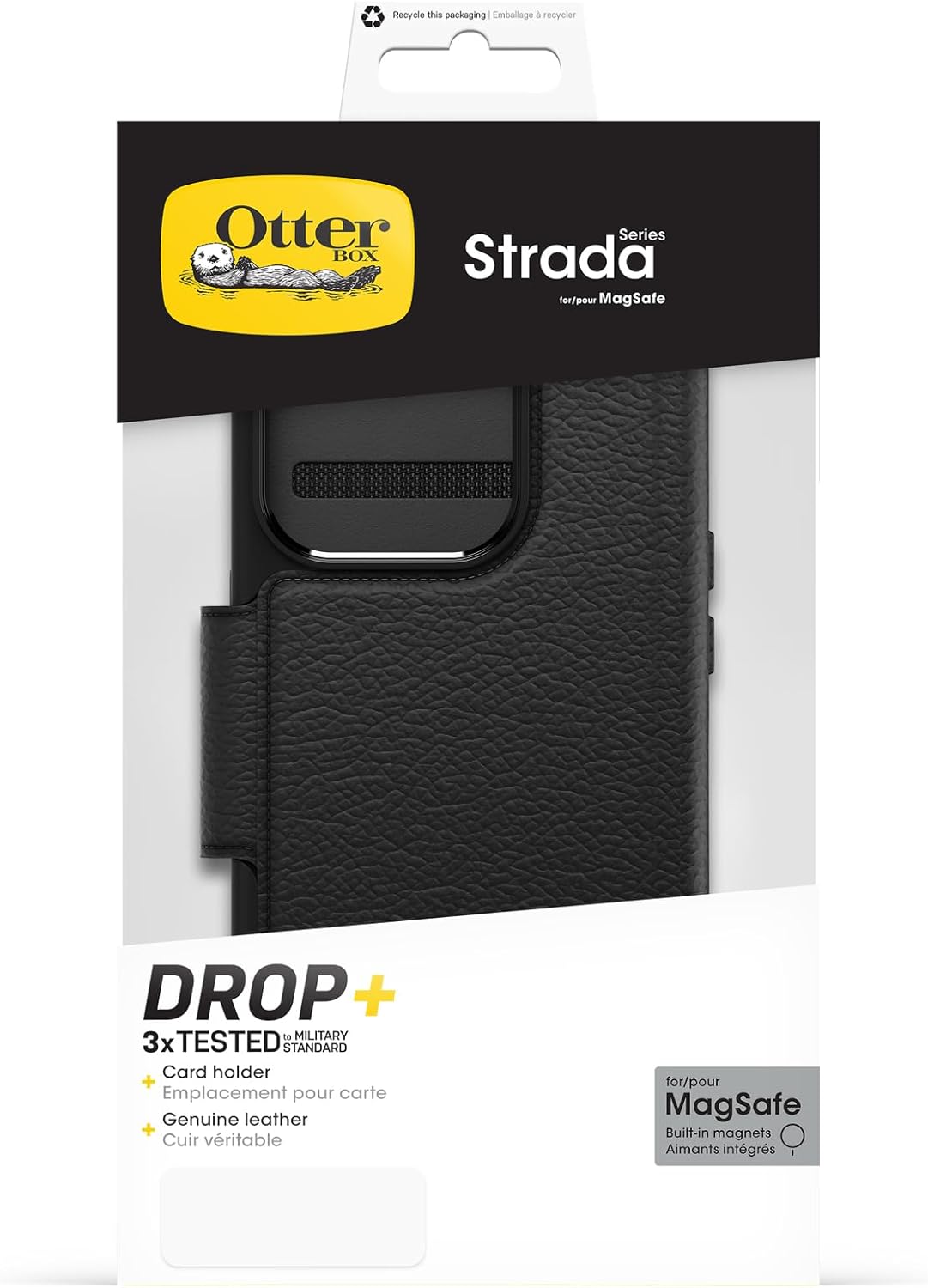 OtterBox Case For iPhone 15 Pro Max Strada Folio Compatible With MagSafe Case Shadow Black