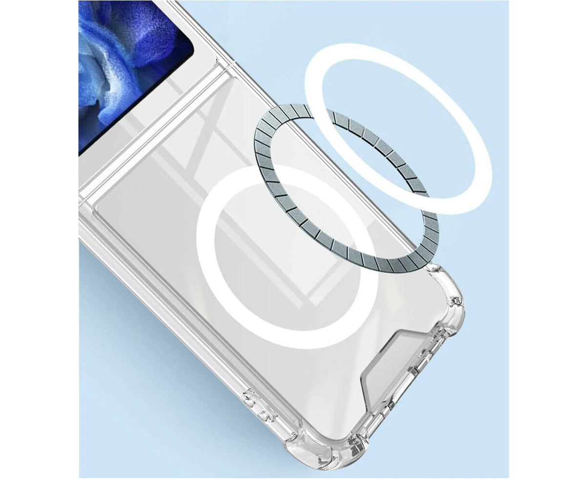 For Galaxy Z Flip 7 FE/Flip 6 Hard Crystal Clear Case Compatible With Magsafe