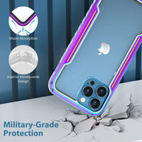 Phonix Aluminum Alloy Frame Case For iPhone 15 Plus Rainbow Clear Case