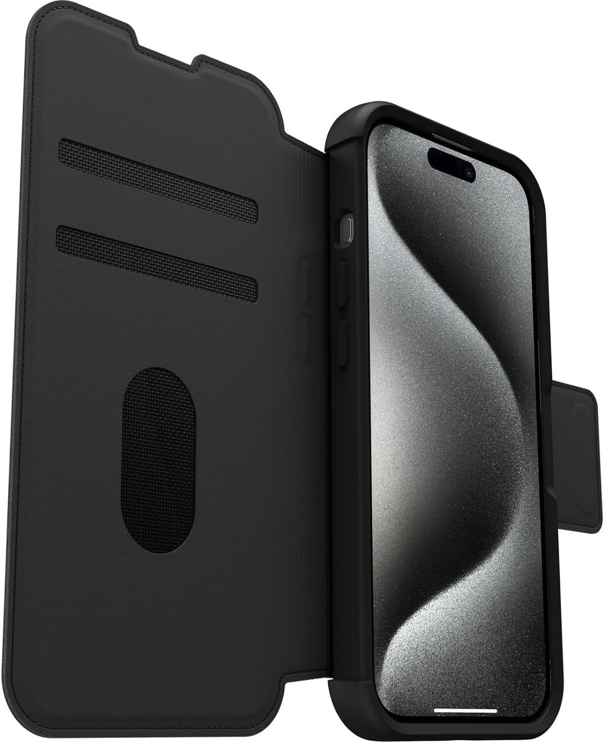 OtterBox Case For iPhone 15 Pro Max Strada Folio Compatible With MagSafe Case Shadow Black