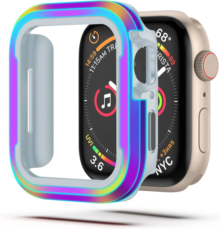 Aluminum Alloy Frame Case For Apple Watch 4 / 5 / 6 / 7 / 8 / SE / SE2 / Ultra Rainbow Case