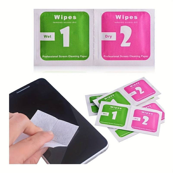 Premium Portable Mobile Phone Tempered Film Cleaning Bag - Wet & Dry Alcohol clean wipe