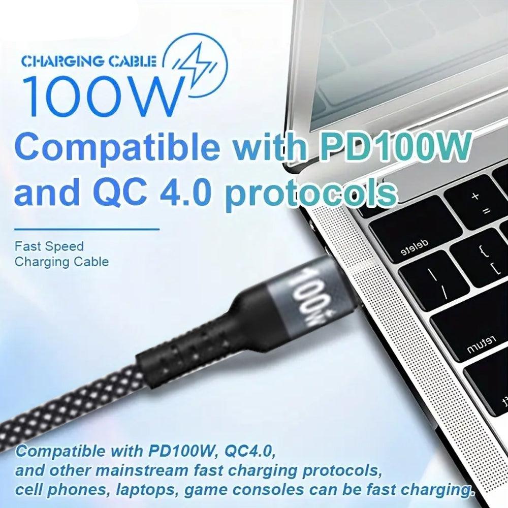2 in 1 USB-C to Lighting + USB-C  Super Fast Charging Cable 100W  Nylon Braided Cable 1.2M USP