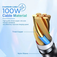 2 in 1 USB-C to Lighting + USB-C  Super Fast Charging Cable 100W  Nylon Braided Cable 1.2M USP
