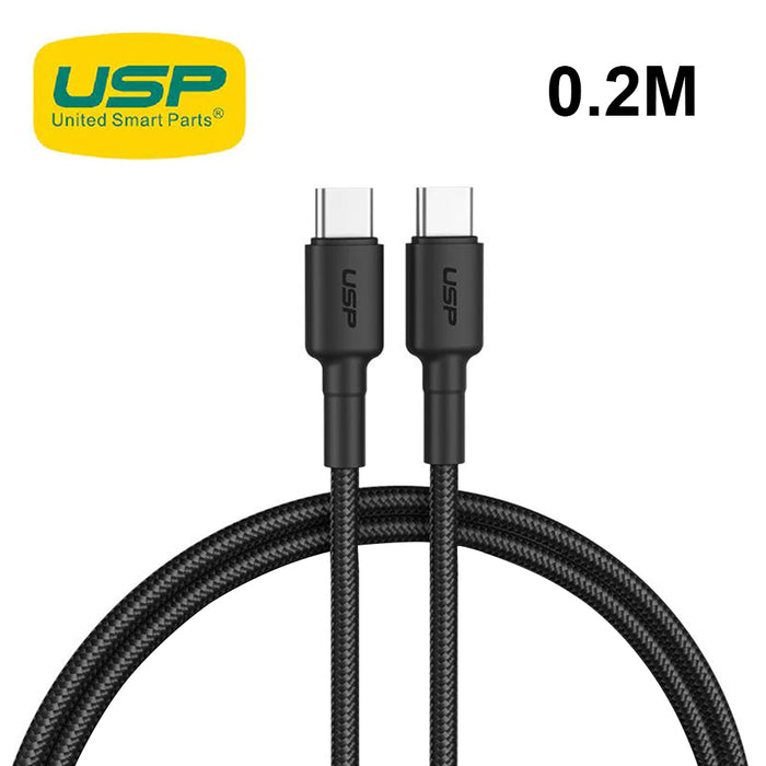 0.2M BoostUp Cafule USB-C to USB-C Cable Charge & Connect Black USP Compatible for iPhone 15 Series