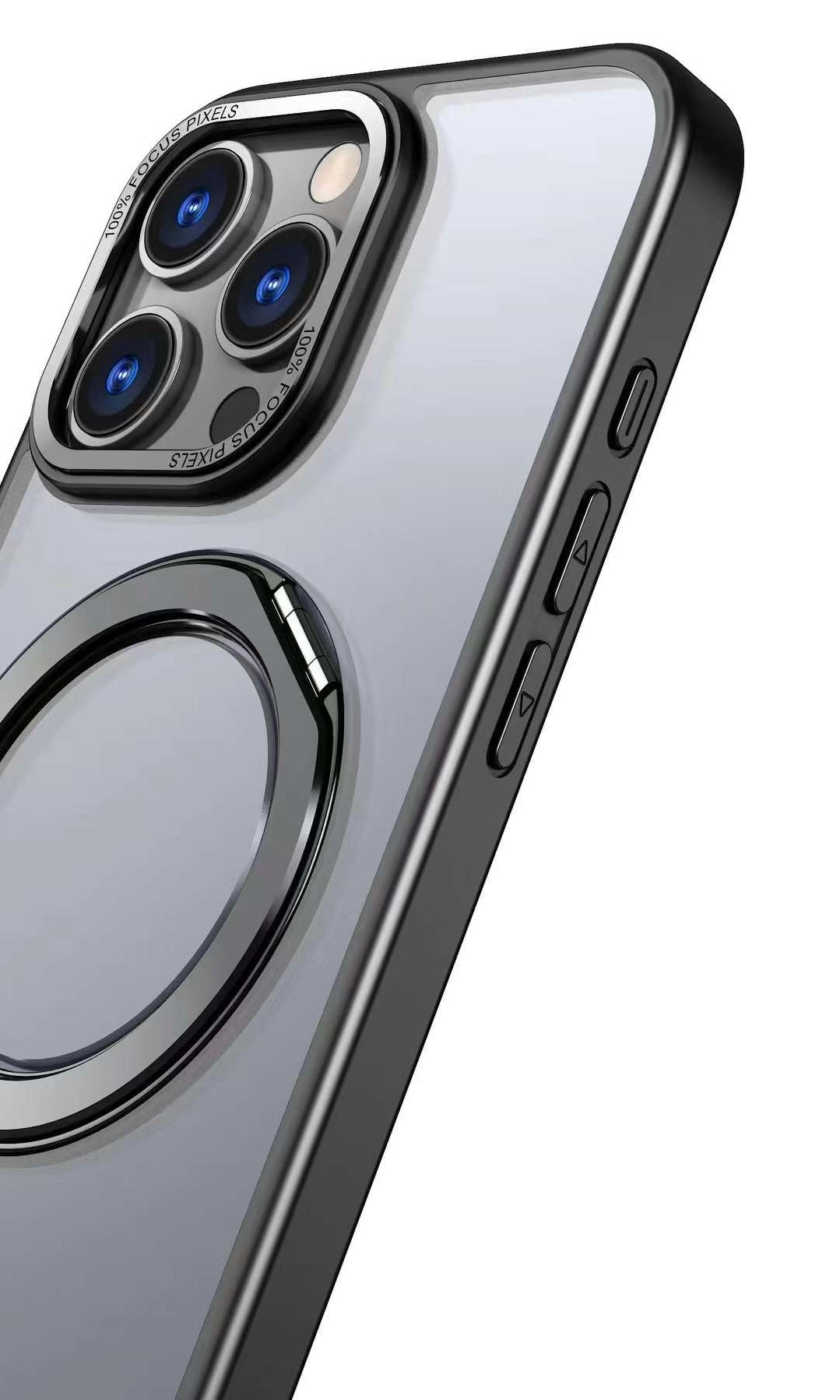 USP Black Case For iPhone 17 Pro Max 360° Rotatable Ring Stand Compatible With Magsafe