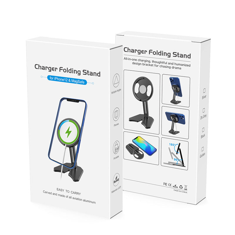 Aluminium alloy wireless charger Foldable desktop stand for iPhone Sliver