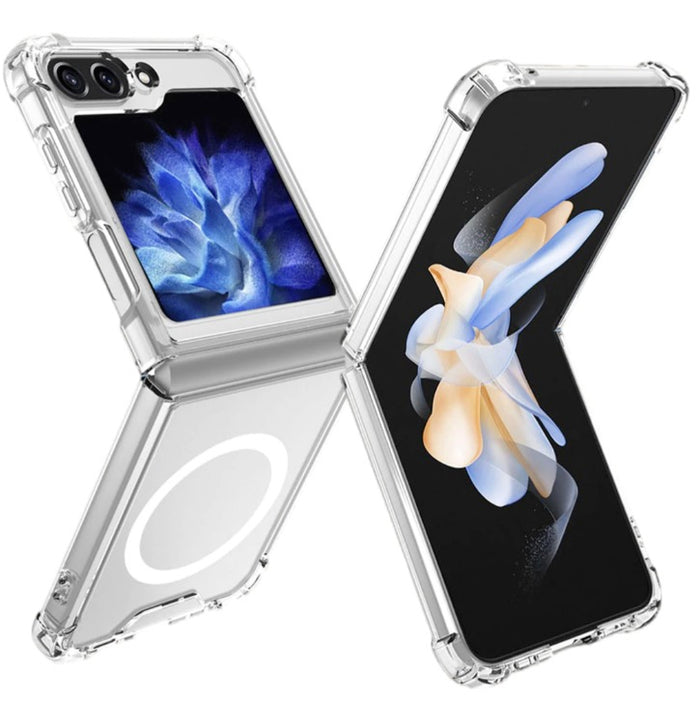 For Galaxy Z Flip 5 Hard Crystal Clear Case Compatible With Magsafe