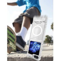 For Galaxy Z Flip 7 FE/Flip 6 Hard Crystal Clear Case Compatible With Magsafe