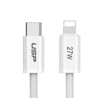 1M BoostUp White Lightning to USB-C PD High Density Braided Fast Charging Cable USP