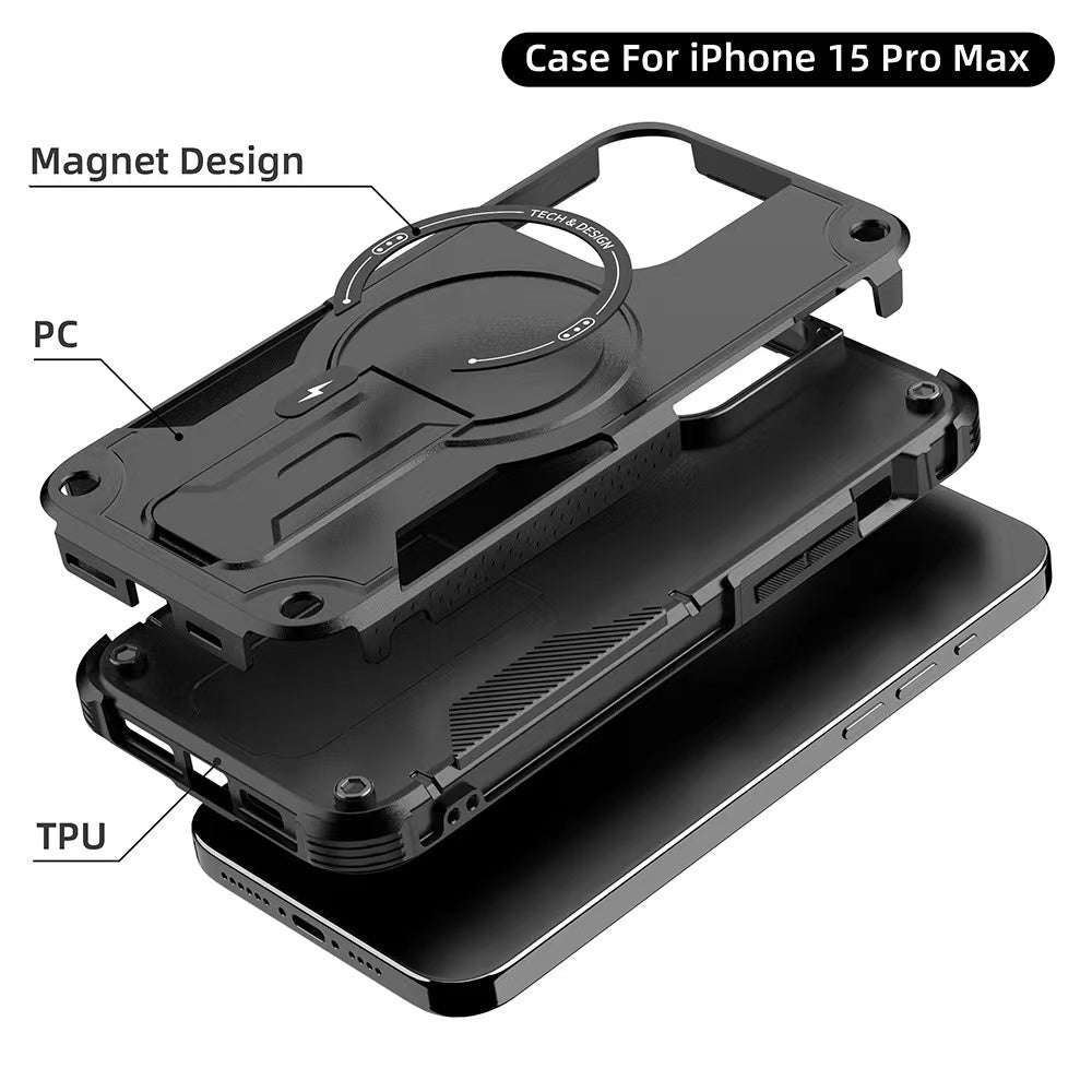 Phonix Case For iPhone 15 Plus Stander Case Compatible With Magsafe