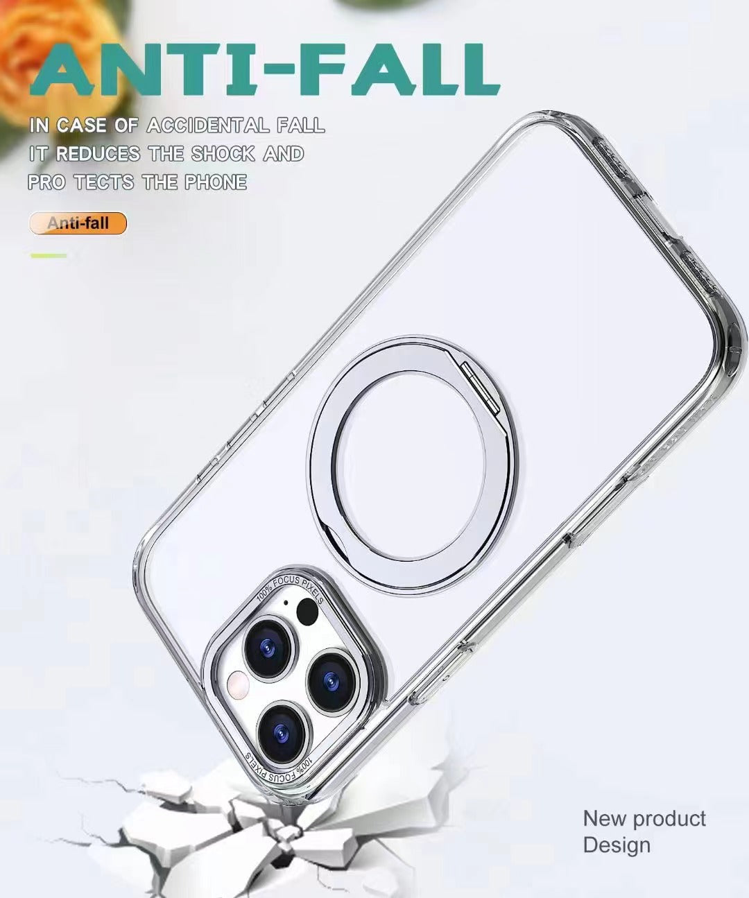 USP Clear Case For iPhone Air 360° Rotatable Ring Stand Compatible With Magsafe