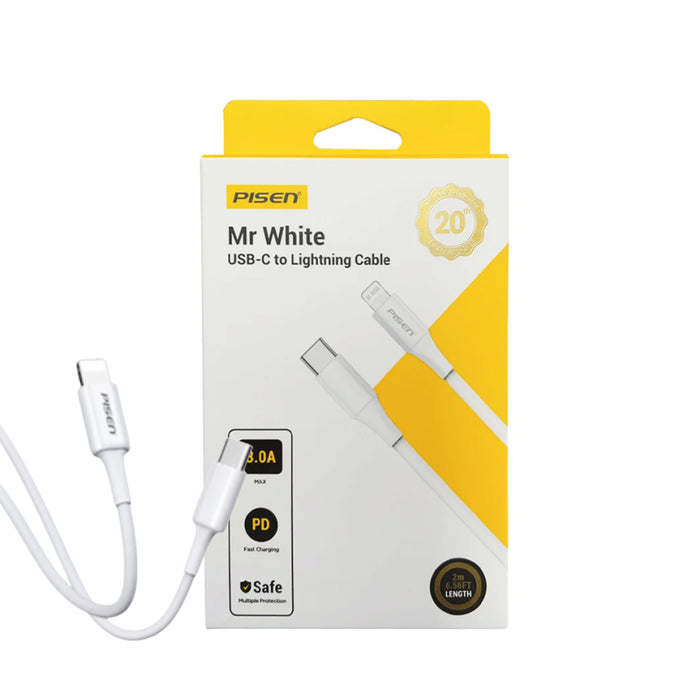 Pisen Mr White 2M USB-C to Lightning  PD Fast Charging Cable (CL-PD01-2000)