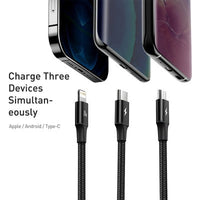 PISEN 3 in 1 60W 1.5M  Aluminum Alloy Braided Charging Cable(1500mm) AP04-1500
