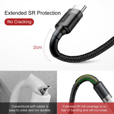 1M  USB-C to USB-A cafule Cable USB For Type-C 3A 1M Gray+Black Baseus Compatible for iPhone 15 Series