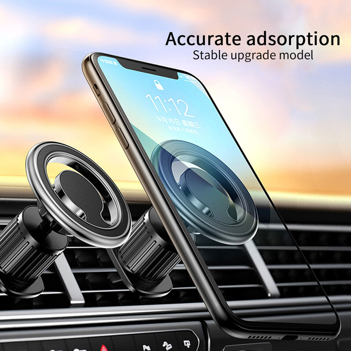 2 in 1 Standard Magnetic Car Airvent & Dashboard Mount for iPhone Compatible with Magsafe Black