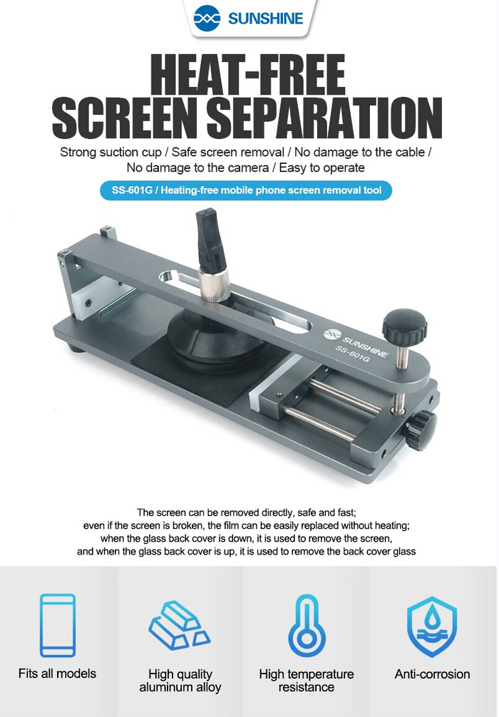 Heat-Free Screen Separator Opening Tool Mobile Phone LCD Repair Back Cover Frame Removal Fixture Sunshine SS-601G