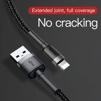 1M Lightning to USB-A cafule Cable Gray+Black Baseus