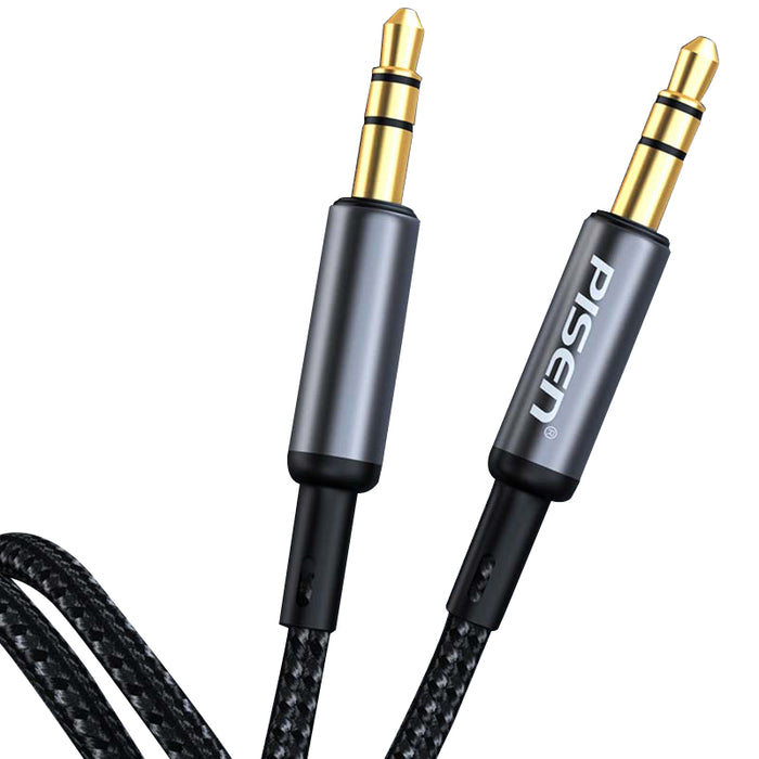 2m Aluminum Alloy Male to Male Braided Audio Cable 3.5mm PISEN LH-YP01-2000