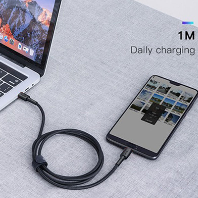 1M BoostUp Cafule USB-C to USB-C Cable Charge & Connect Black USP Compatible for iPhone 15 Series