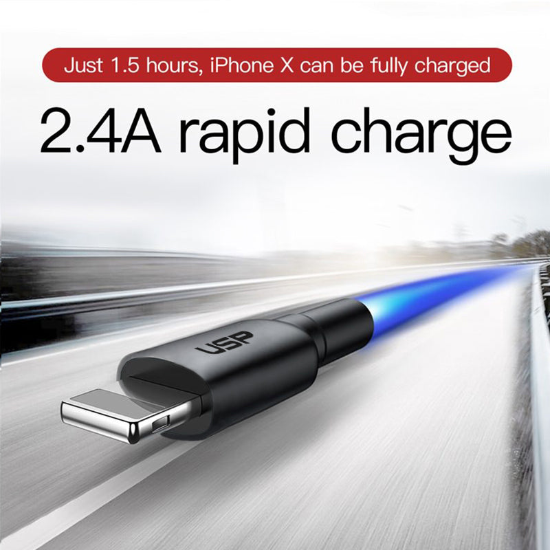 0.2M BoostUp Cafule Lightning to USB-A Cable Charge & Connect Black USP