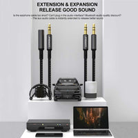 2m Aluminum Alloy Male to Female Audio Extension Cable 3.5mm PISEN LH-YP04-2000