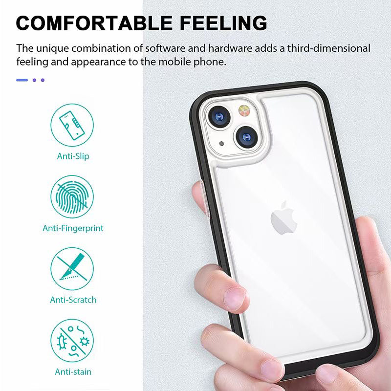 Phonix Case For iPhone 12 Pro Max Clear Rock Hard Case Black Border (With Camera Protective)