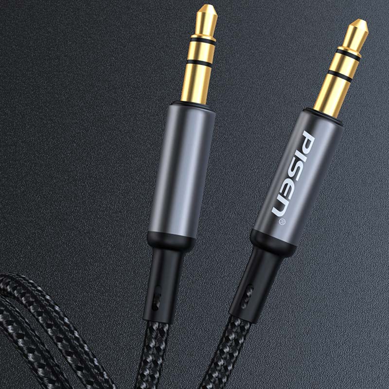 2m Aluminum Alloy Male to Male Braided Audio Cable 3.5mm PISEN LH-YP01-2000