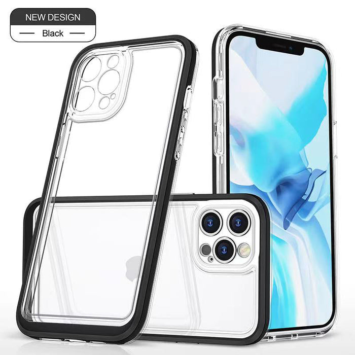 Phonix Case For iPhone 13 Pro Clear Rock Hard Case Black border (With Camera Protective)