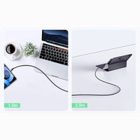 1M 60W USB-C  To USB-C  3A Data Cable Aluminum Nylon Braid Grey+ Black Ugreen Compatible for iPhone 15 Series